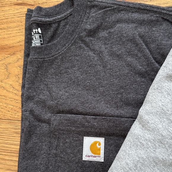 2 Carhartt T-Shirts - Light speckled blue and charcoal gray.  Selling 2/$10 - Picture 3 of 5